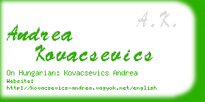 andrea kovacsevics business card